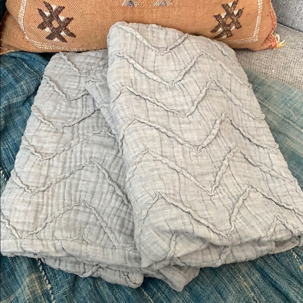 Anthropologie chevron gray euro shams